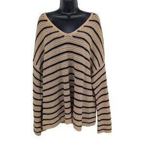 Old Navy Crochet Knit Sweater Women Size XXL Striped Slouchy Pullover Coastal Y2